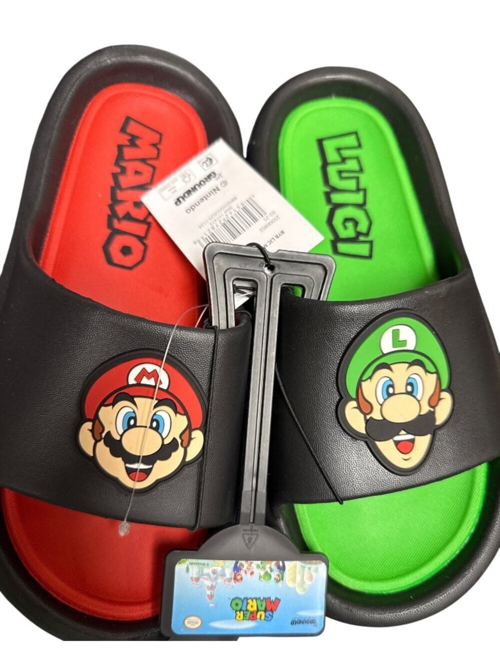 Mario & Luigi Comfort Slide Sandals Youth Size 3 By Ground Up